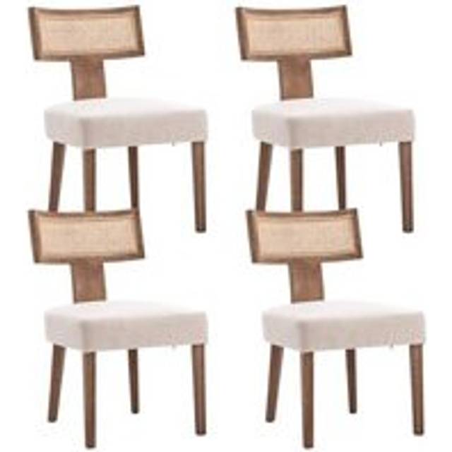 Dining Chairs Set of 4 in Wood Upholstered Mid Century Kitchen Side Chairs for Dining Room Restaurant, Natural Wood, Wahson