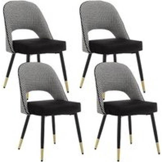 Dining Chairs Set of 4 in Velvet Modern Side Chairs with Metal Legs Kitchen Leisure Chairs for Dining Living Room Restaurant, Black, Wahson