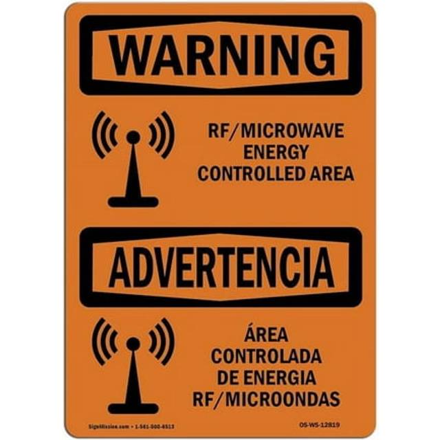 SignMission OS-WS-D-35-L-12819 OSHA Warning Sign - RF Microwave Energy Controlled Area