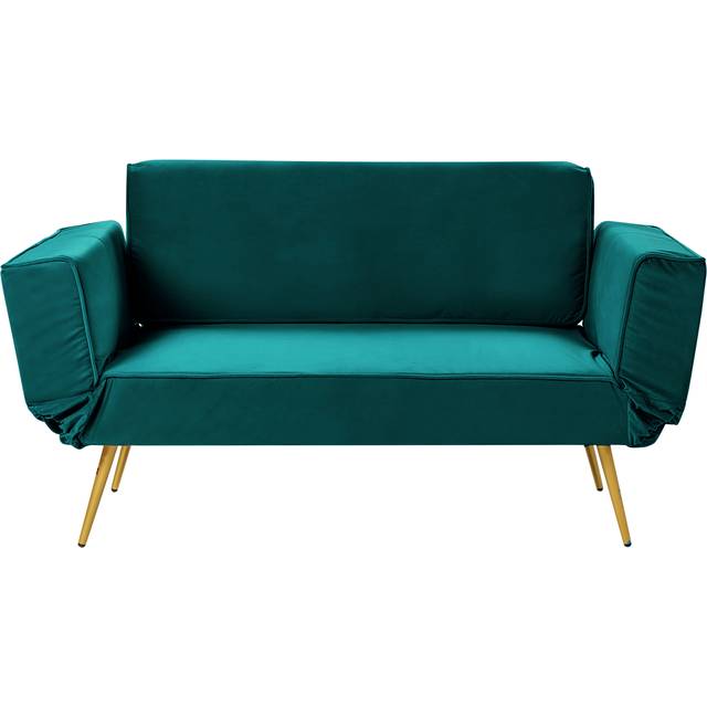 Retro Glam Sofa Bed Adjustable Armrests Fabric Emerald Green Saarela