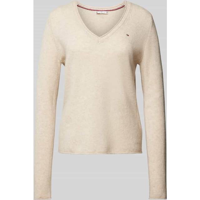 Wool V-Neck Jumper - beige - XL