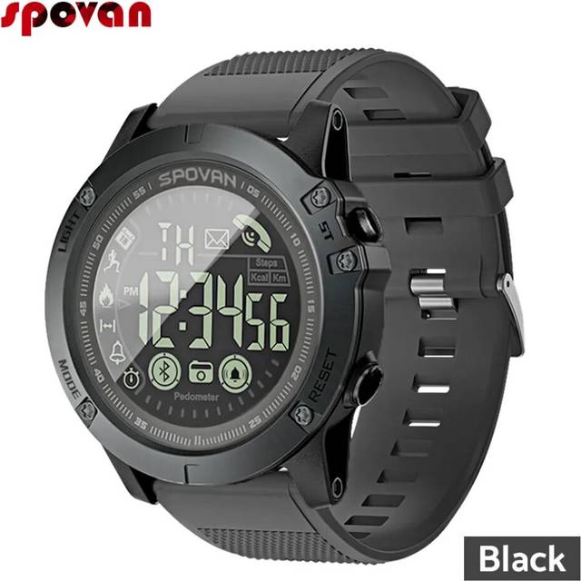 (Black) Sport Smart Watch Men Professional 5ATM Waterproof Bluetooth Call Reminder