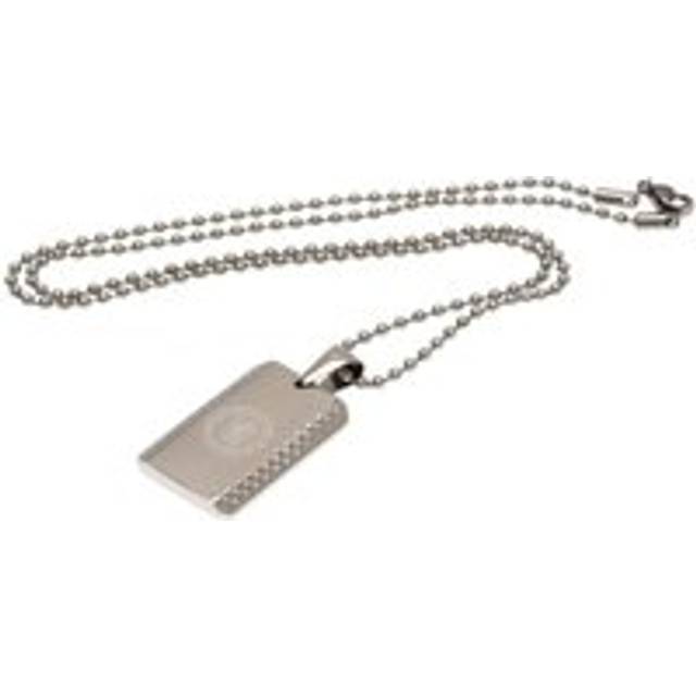 Patterned Dog Tag And Chain - Silver - One Size