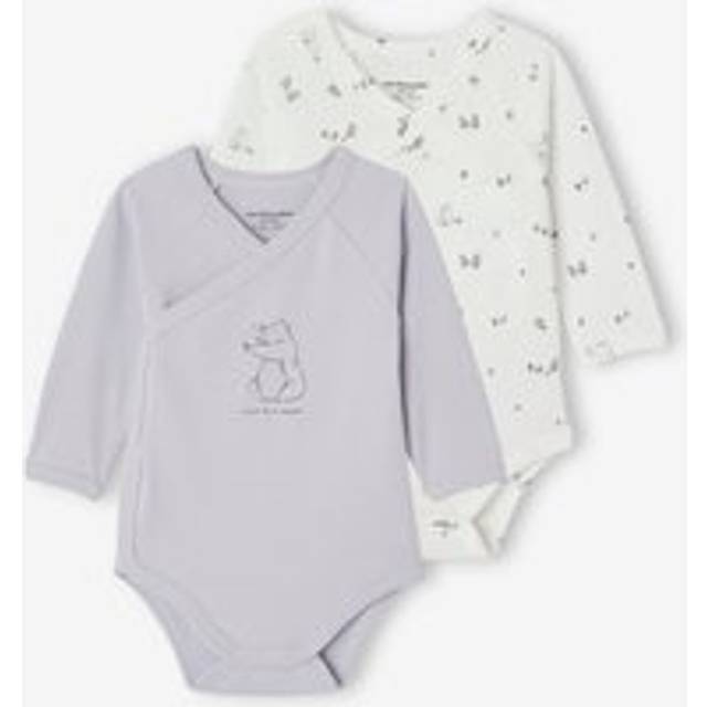Pack of 2 Long Sleeve Bodysuits in Organic Cotton for Newborn Babies pale blue