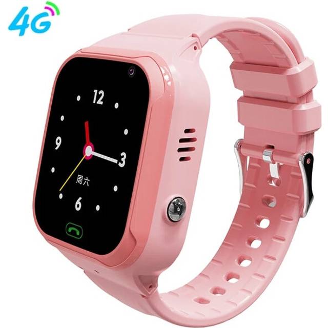 (pink) Kids Smart Watch 4G Sim Card Call Video LBS Tracker Location SOS Camera