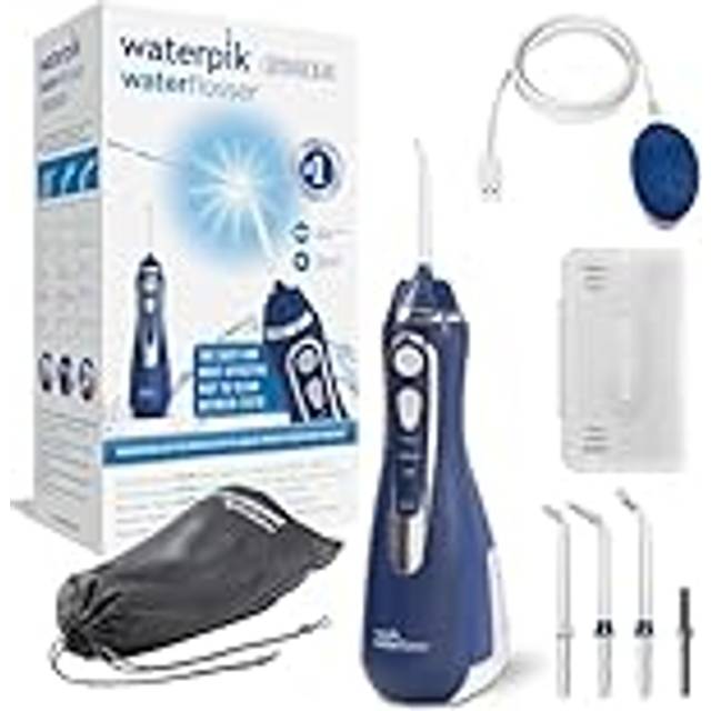 Waterpik Cordless Advanced Water Flosser, Sladdlös Mundusch Med Tre Inställningar För Vattentryck, Avlägsnar Plack, Perfekt För Resan Eller Mindre Badrum, USB-laddare, Blå (WP-583EU)