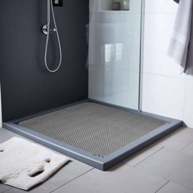 (Grey/Brown, Square 60x60cm) Nicoman Reversible Anti Slip Dual-Colour Shower Mats