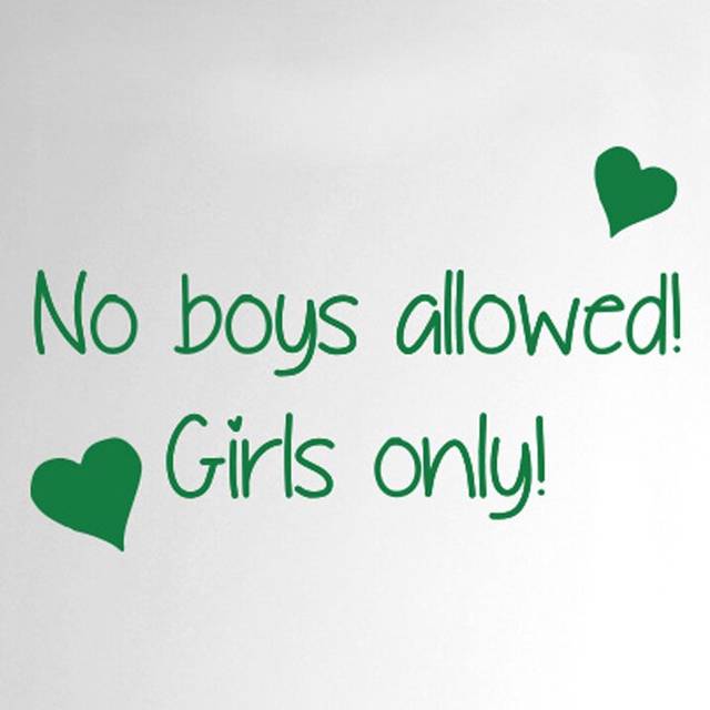 No Boys Allowed Girls Only Door Room Wall Sticker - Green (25cm H X 40cm W)