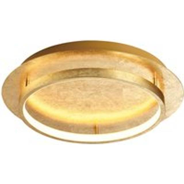 Stunning flush mount led ceiling light fitting with brushed gold foil finish ...