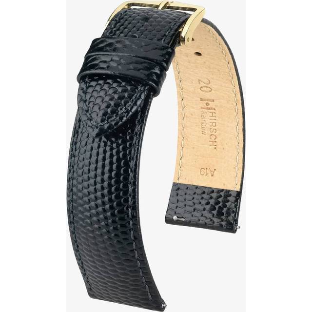 HIRSCH Rainbow 19mm Long Black Leather Watch Strap 12322650-1-19