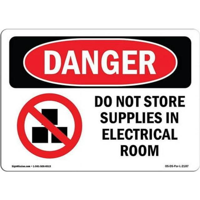 SignMission OS-DS-D-35-L-2187 OSHA Danger Sign - Do Not Store Supplies in Electrical