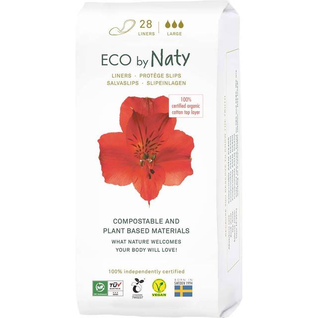 Eco by Naty Trosskydd Large för kvinnor - Trosskydd för daglig användning, miljövänliga tunna diskreta trosskydd för kvinnor med ekologisk bomull för att hålla dig fräsch (28 stycken)