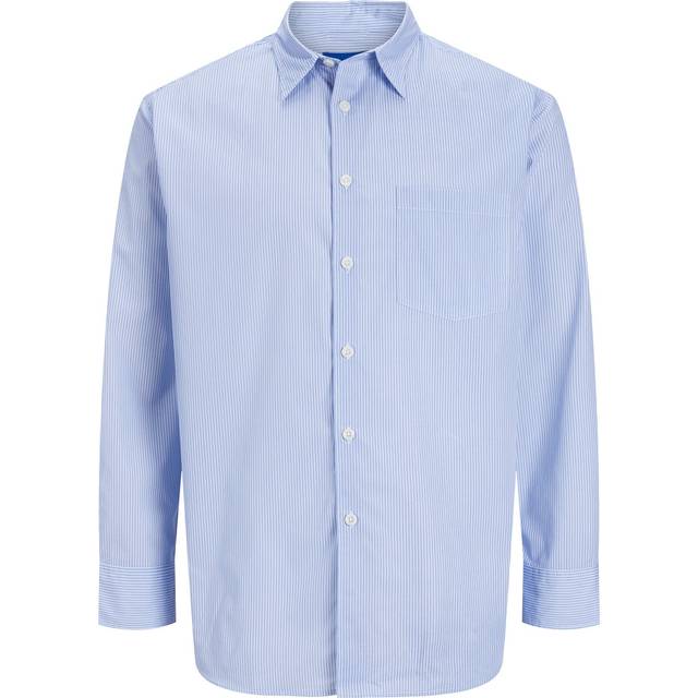 JACK & JONES Herr Jorbill Poplin Ls 12227661 Skjorta, Dazzling Blue, M