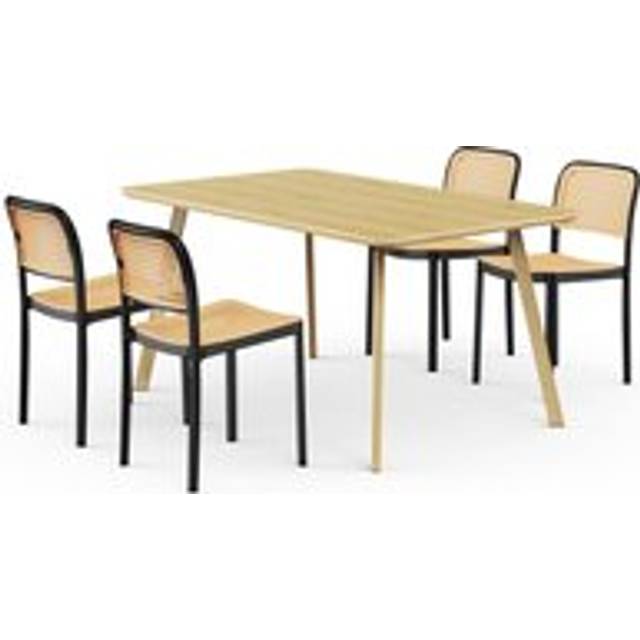Dining table & chairs set | dinner table & 4 plastic dining chairs | vonhaus