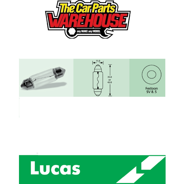Lucas - 24v 10w sv8.5s - 274 - 11x42mm - festoon light bulb interior n.plate