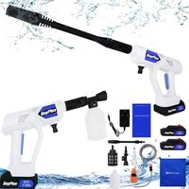 Cordless Pressure Washer, 21V High Power Washer 12Bar Portable Pressure Washer with 2 Pack Battery, 180L/H Compact Pressure Cleaner, 16.5FT hose