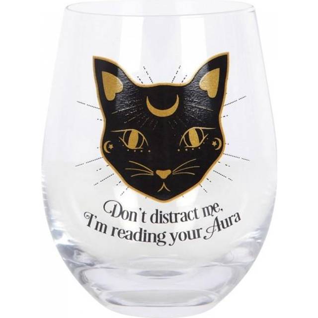 Something Different Reading Your Aura Stemless Wine Glass - Black/gold/clear - one size