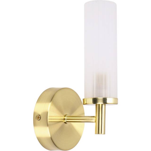 Valuelights - Canya Single IP44 Rated Bathroom Frosted Reeded Glass Wall Light