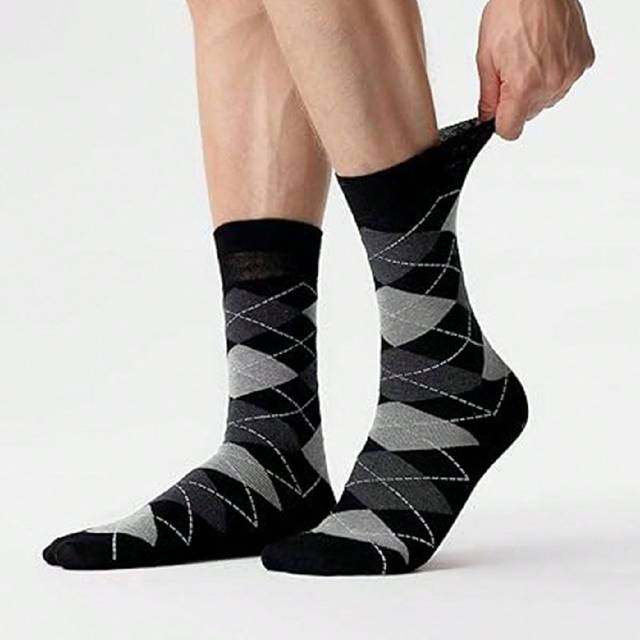 SHEIN 5 Pairs Men&#39;s High Crew Solid Color Sailor Socks, Business Socks, Plaid Socks, Quality Sports Socks, European Size, Long Socks, Black Socks, Blue Sock