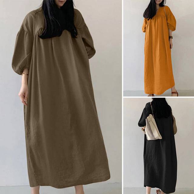 Uk stock women vintage lantern sleeve long dress evening party club dresses plus
