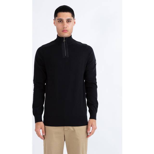 Luke 1977 Heddon Zip Neck Jumpers Black