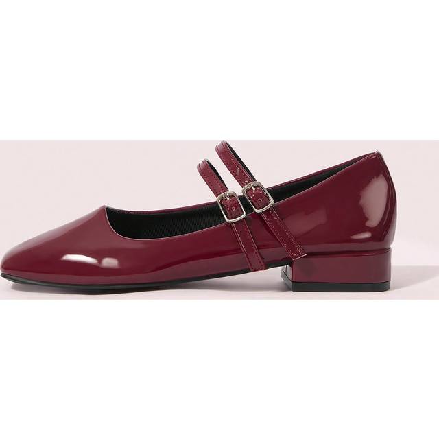 Cuccoo Women&#39;s Fashion Wine Red Mary Jane Short Chunky Heel Casual Daily Wear Office Work Party Commuting Pumps BURGUNDY Heels Pumps Spring Shoes Spring Brea
