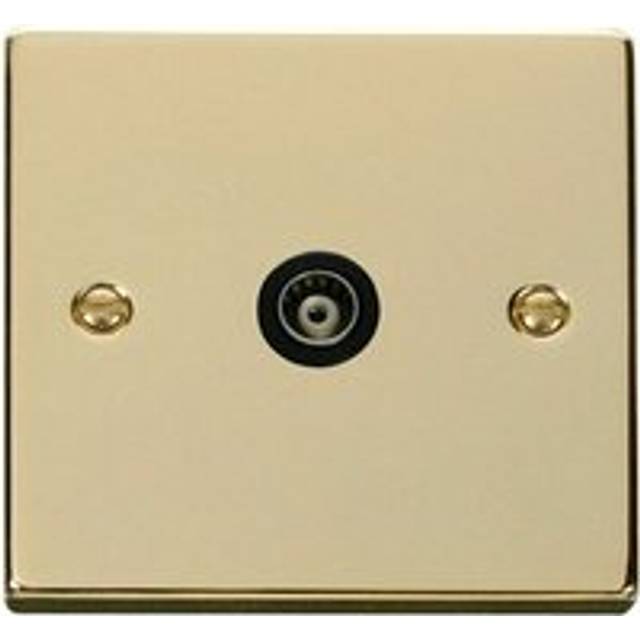 Polished Brass Single Isolated Coaxial Socket - Black Trim Se Home