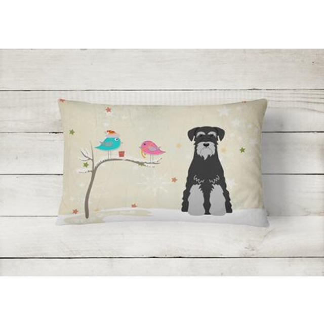 Caroline's Treasures BB2506PW1216 Christmas Presents between Friends Standard Schnauzer Black Grey Canvas Fabric Decorative Pillow  12 H x 16 W  Multi