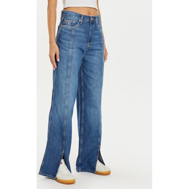 Tommy Jeans – Claire – Mellanblå jeans med hög midja och sömmar framtill