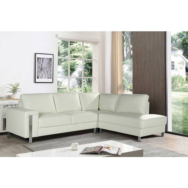 Adaneli Vegan Leather Corner Sectional - White (83cm H X 263cm W X 207cm D)