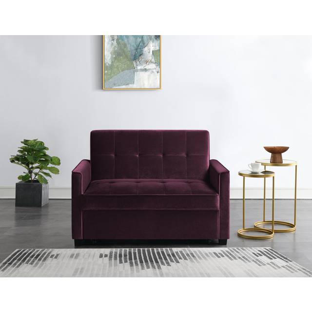 Thierry 2-Seater Clic Clac Sofa Bed - Damson Velvet (88cm H X 130cm W X 86cm D)