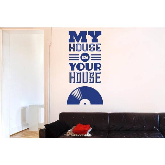 My House Is Your House Music Wall Sticker - Dark Blue (Medium)