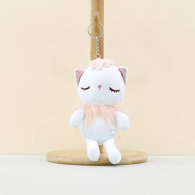 (Blue) 16cm Plush Whimsical Cat Charms In Yellow Pink And Blue Perfect For Cat Lovers