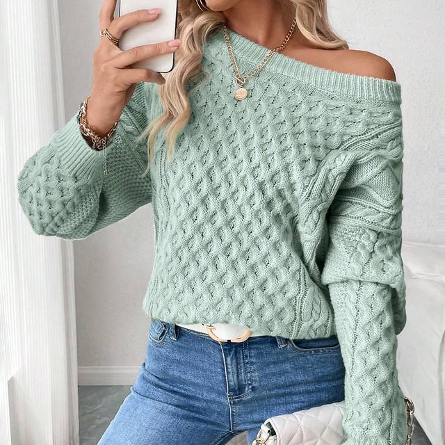 Franclia European Fashion Autumn Winter Open Back Criss-Cross Strap Hollow Twisted Rope Loose Casual Pullover Sweater