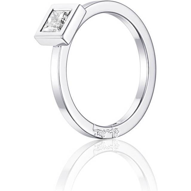 Princess Wedding Thin 040 ct Ring Vitguld 18.50 mm