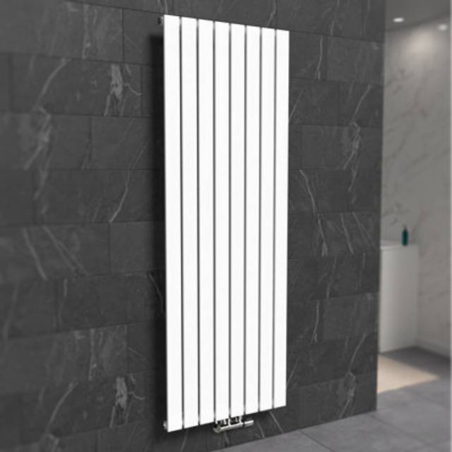 Nes home 1800 x 546 mm vertical flat panel white central connection radiator