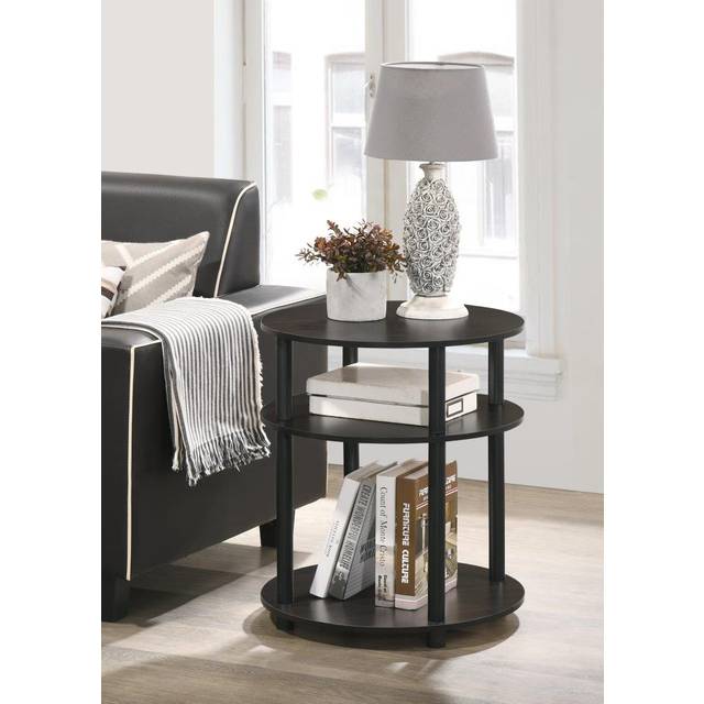 Progressive Furniture Cessna 3 Tier Round Bedside Table, Espresso