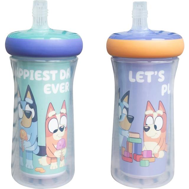 Bluey Insulated Straw Cup - Bluey Sippy Cups with Straw - Kids Water Bottles - 9 Oz - 2 Count - Ages 9 Months and Up
