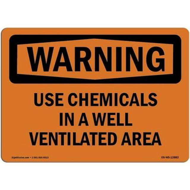 SignMission OS-WS-A-1014-L-12882 10 x 14 in. OSHA Warning Sign - Use Chemicals in A Well Ventilated Area