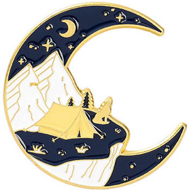 (XZ4245) Alloy Brooch Artistic With Unique Geometric Style Featuring Whimsical Snow Peaks And Forest Pattern