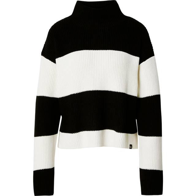 Calvin Klein Jeans, Stickade tröjor & koftor, Dam, S, Bomull, Randig hög hals bomullströja - multicolor (S)