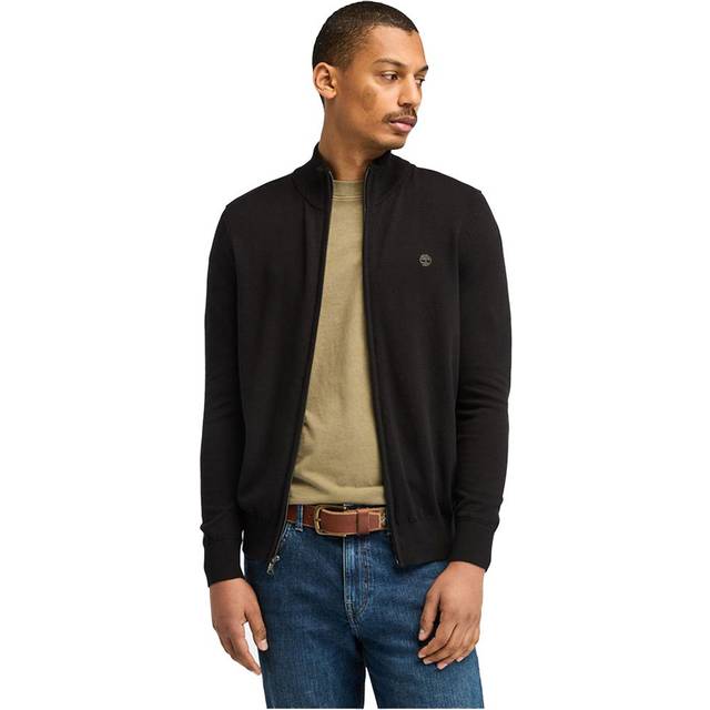 Timberland, Stickade tröjor & koftor, Herr, 2Xl, Bomull, Svart Bomull Herr Kofta - black (2XL)
