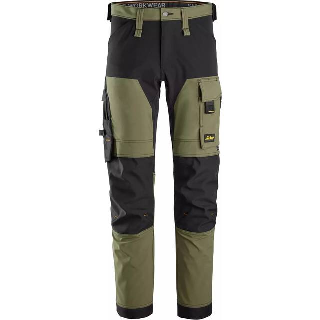 Snickers 4-way Stretch Trouser Khaki Green 47&quot; Colour: Khaki Gree