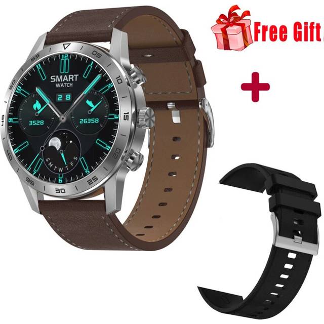 (silver leather) Original Smart Watch Men NFC Blue Tooth Call Waterproof Heart Rate Monitor
