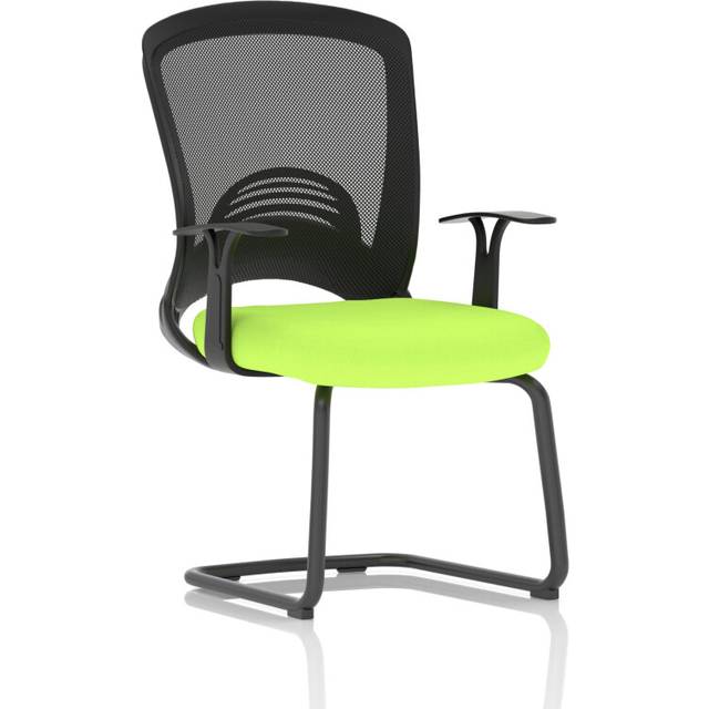 Lasino Visitor Bespoke Fabric Seat Myrrh Green Cantilever Leg Mesh Chair