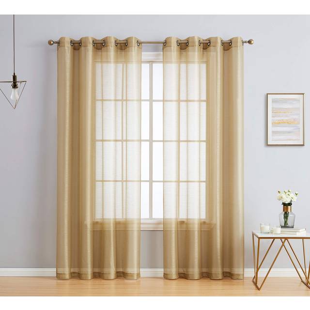 HLCME 2 Piece Semi Sheer Voile Window Curtain Grommet Panels for Bedroom  Living Room 54 W x 95 L  Taupe