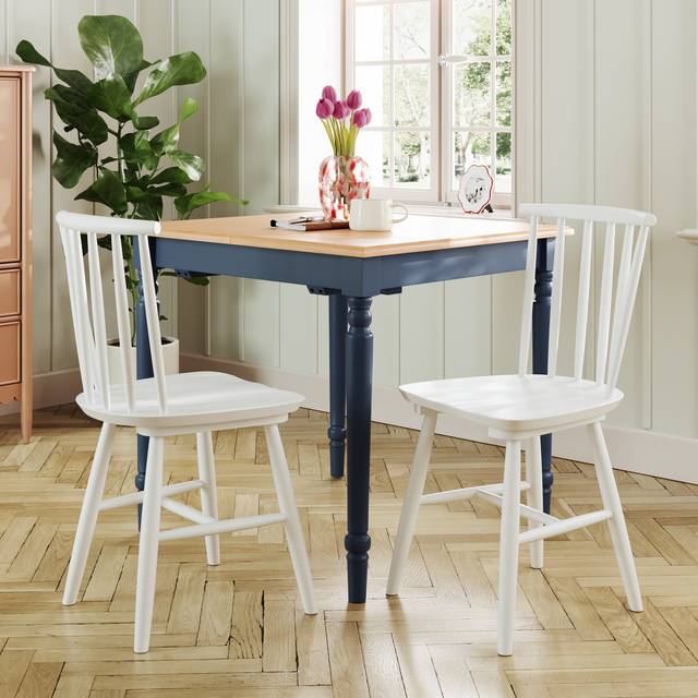 Harvey Set of 2 Dining Chairs, Beech Wood - White
