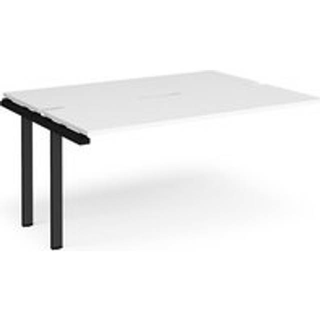 Bench Desk | Add On Rectangular Desk 1600mm With Sliding Tops | White Tops With Black Frames | 1200mm Depth | Adapt