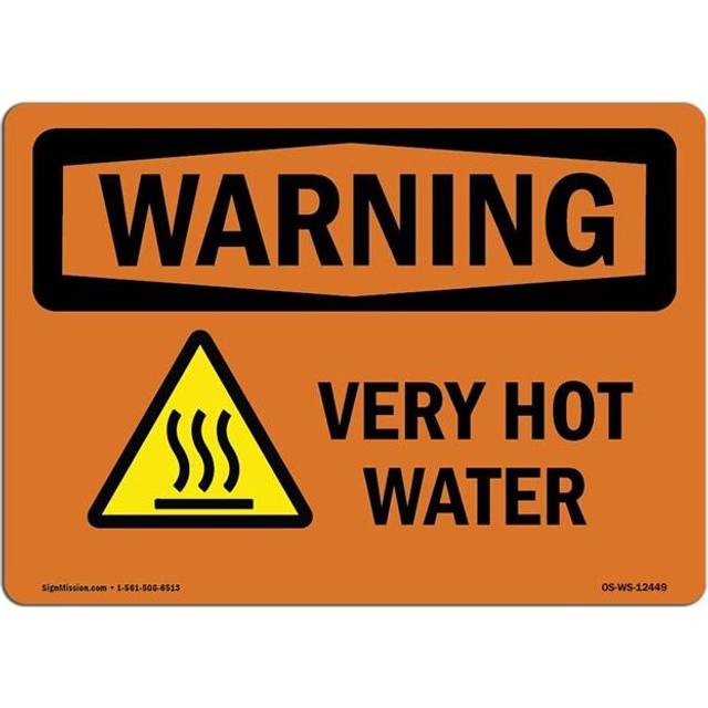 SignMission OS-WS-A-1014-L-12449 10 x 14 in. OSHA Warning Sign - Very Hot Water with Symbol