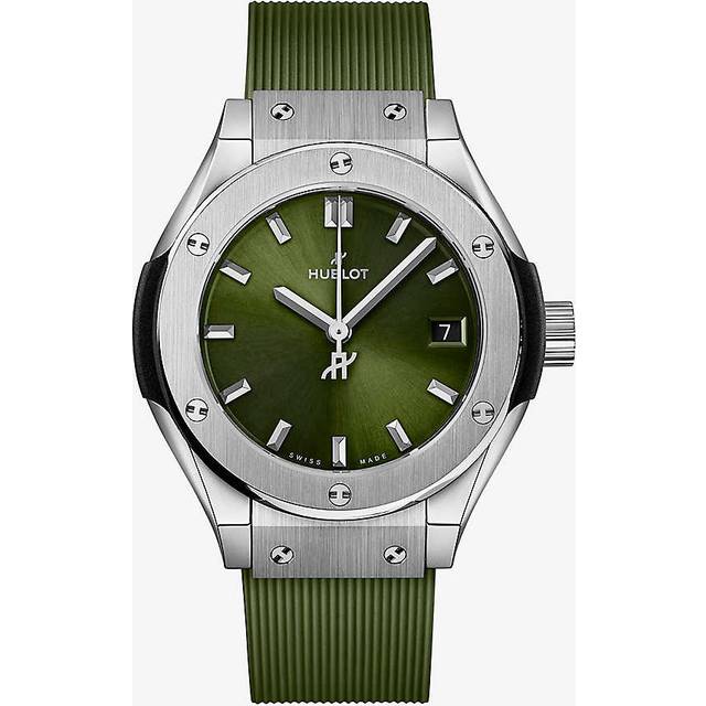 Hublot Unisex Green Classic Fusion 29mm Rubber and Titanium Quartz Watch 1 Size - GREEN